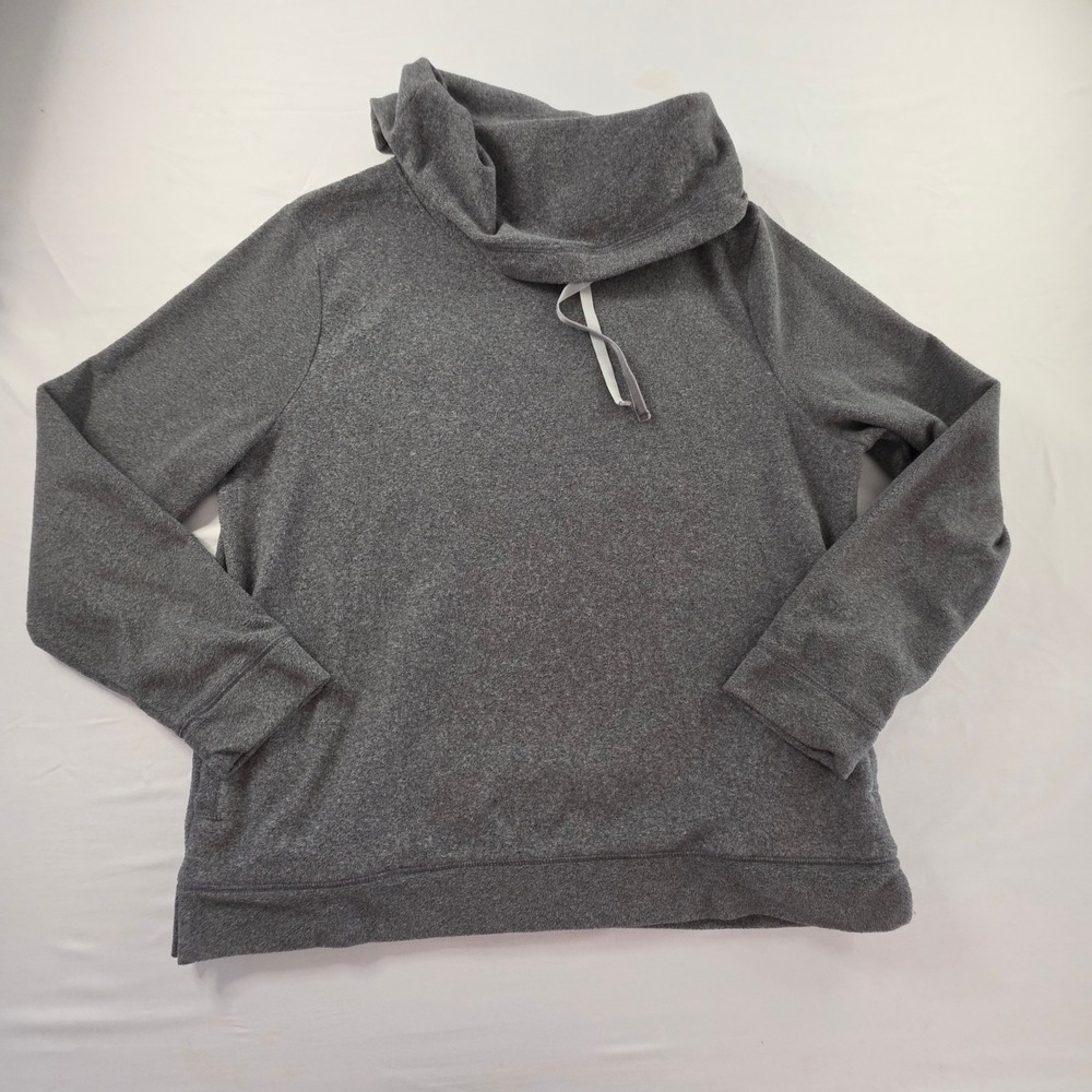 L.L. Bean Fleece Cowl Neck Pullover Sweatshirt Pockets Large Gray Gorpcore Cozy